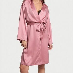 Victoria’s Secret Satin Robe Pink Rose Mauve Medium Large M/L